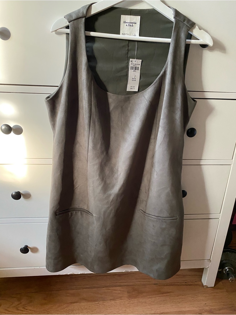 Abercrombie & Fitch Olive Faux-suede Sleeveless Mini Dress